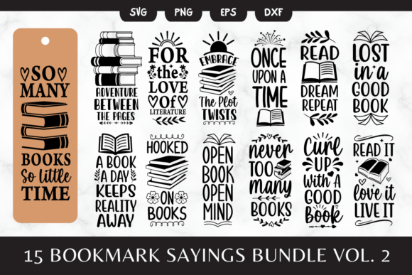 Download 15 Bookmark SVG | Book Lovers Sayings 2 - Saying Collection