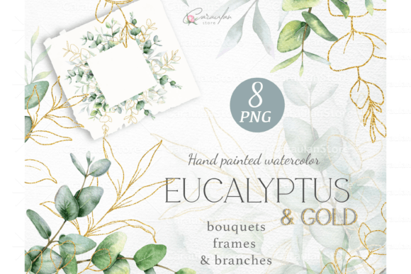 Download Gold Eucalyptus Watercolor Clipart - Watercolor Collection