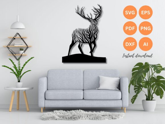 Download Deer Wall Art Laser Cut File SVG DFX - Premium Resources