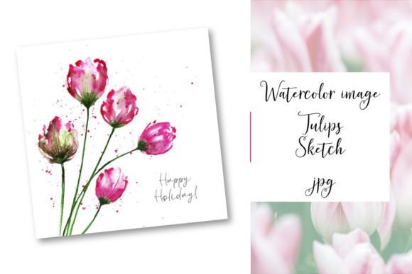 Download Postcard, Tulips, Sketch, Watercolor - Watercolor Collection