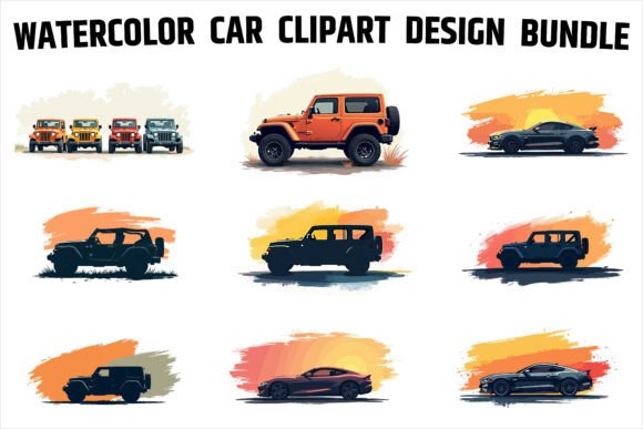 Download Watercolor Retro Car Clipart Pack - Watercolor Collection