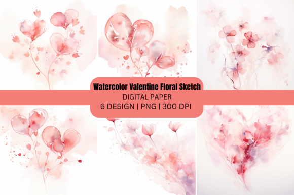 Download Watercolor Valentine Floral Sketch - Watercolor Collection