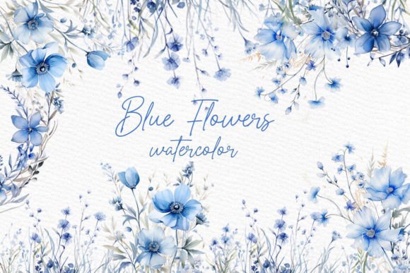 Download Dusty Blue Flowers Clipart Watercolor - Watercolor Collection