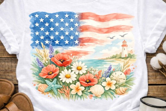 Download Patriotic Coastal Bloom Watercolor PNG - Watercolor Collection