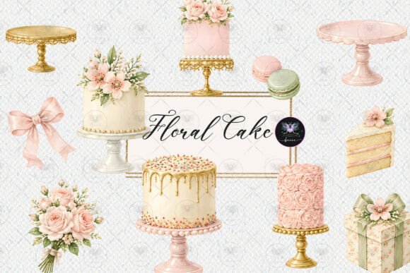 Download Elegant Floral Cake Watercolor Clipart - Watercolor Collection