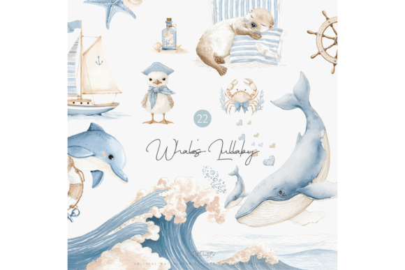 Download Watercolor Ocean Nursery Clipart Set - Watercolor Collection