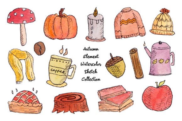 Download Autumn Vibes Sketch Watercolor Element - Watercolor Collection