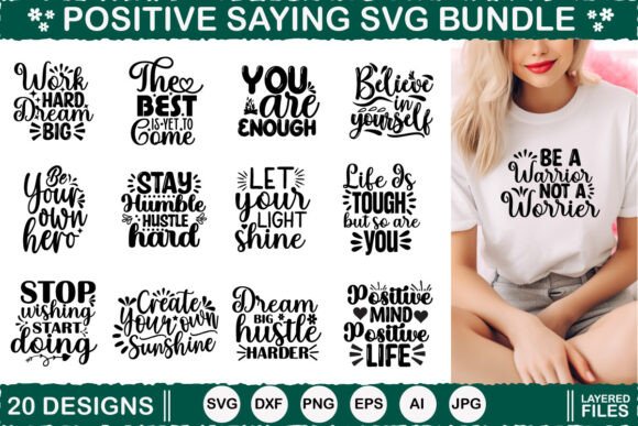 Download Positive Saying SVG Bundle - Saying Collection