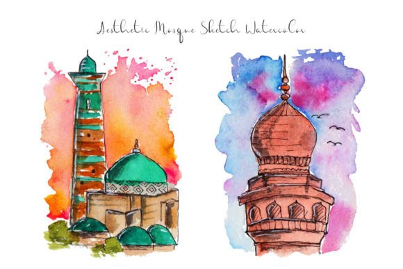 Download Islamic Mosque Sketch Watercolor - Watercolor Collection