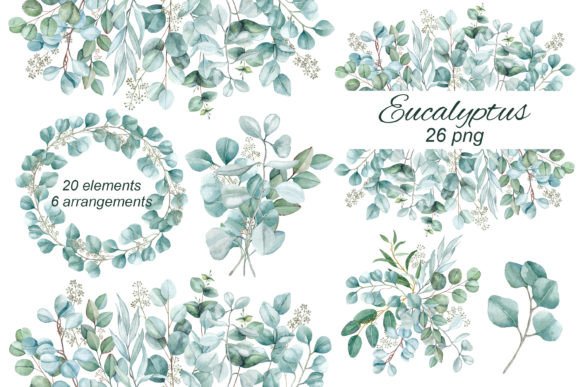 Download Green Leaves of Eucalyptus. Watercolor. - Watercolor Collection