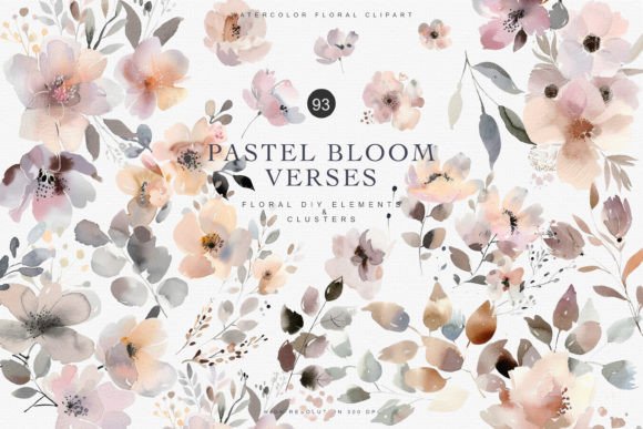 Download Pastel Bloom Watercolor Flower Clusters - Watercolor Collection
