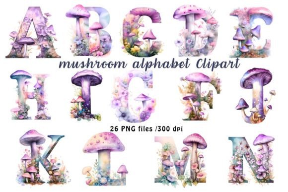 Download Watercolor Letters Mushroom Clipart - Watercolor Collection