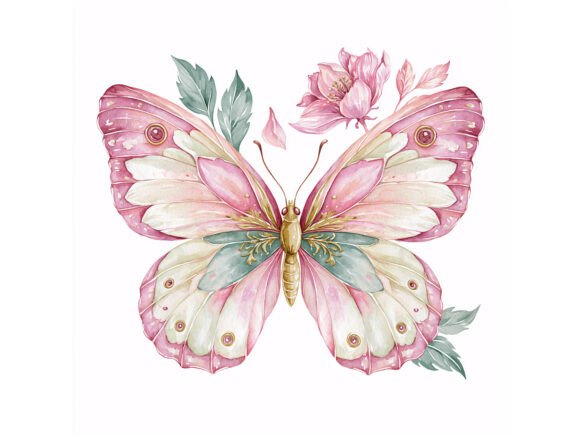 Download 11 JPG Pink Butterfly Watercolor Set - Watercolor Collection
