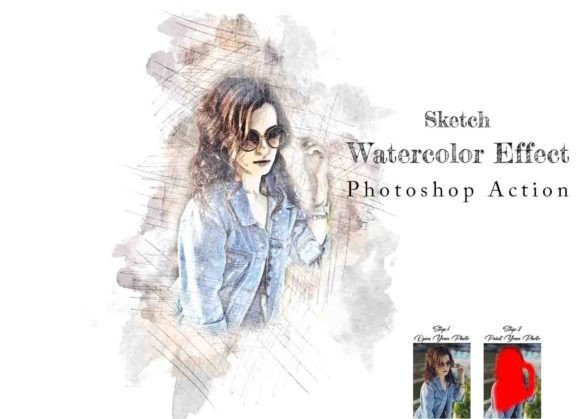 Download Sketch Watercolor Effect Photoshop Actio - Watercolor Collection